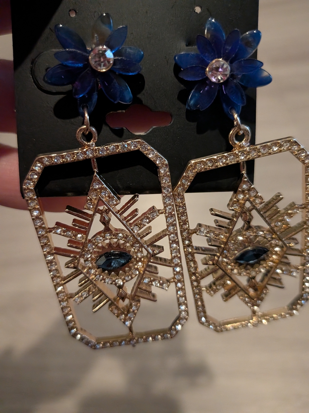 Swarovski Tarot Magic Pierced Earrings, featuring a gold-tone plated evil eye